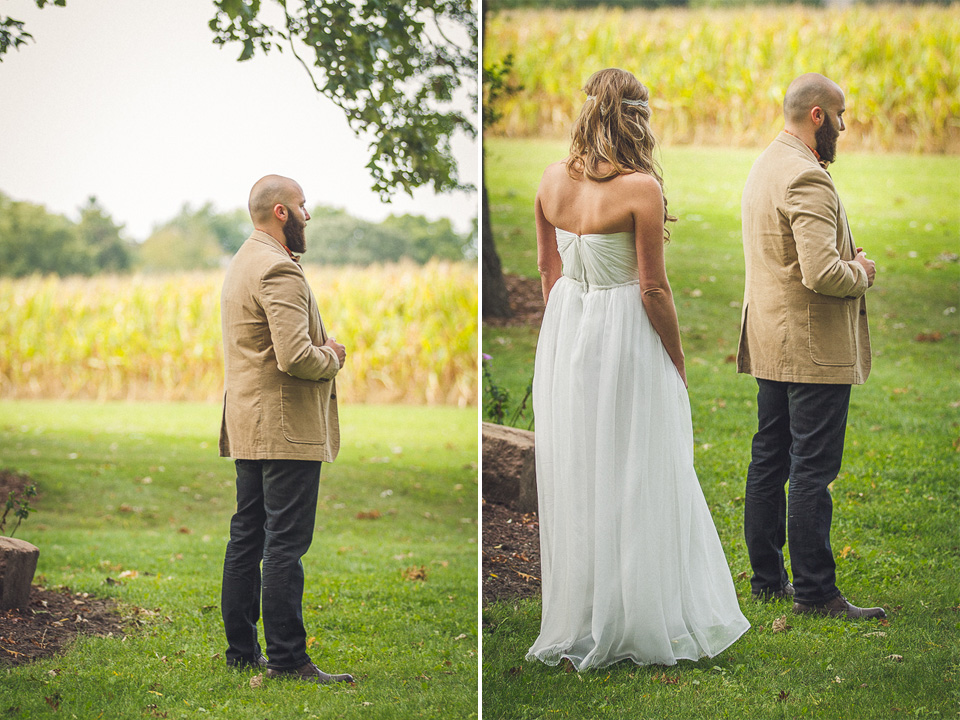30 bride first sees groom - Rural Chicago Wedding Photographer // Chantel + Chris