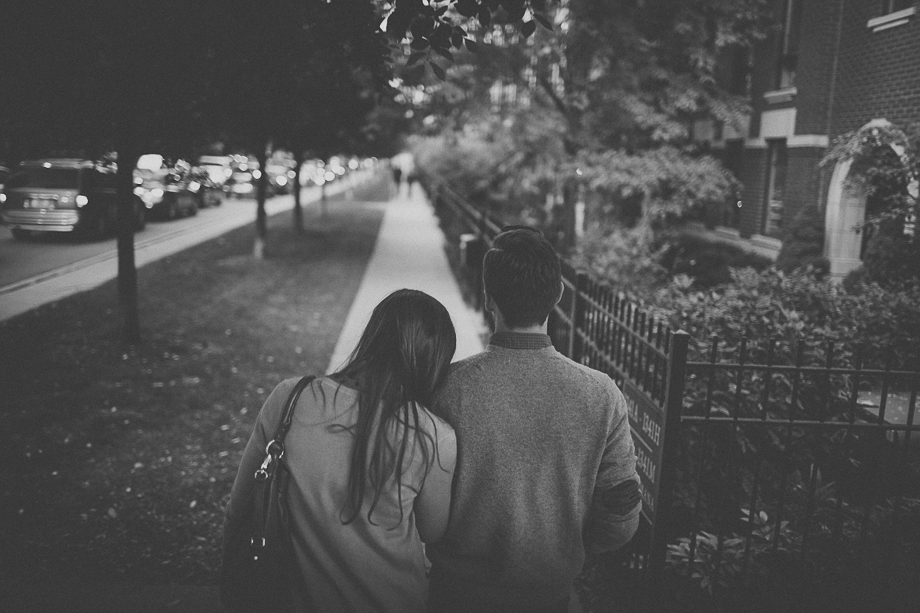 20 black and white couple walking - Andrew + Nicole >< Surprise Proposal Chicago Planetarium
