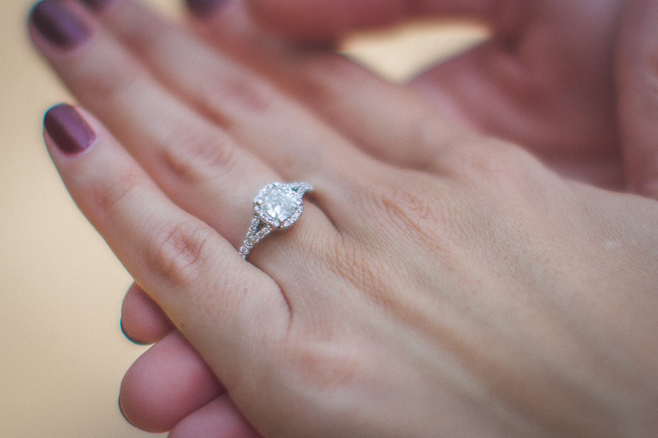 08 ring shot after proposal - Surprise Wedding Proposal Downtown Chicago || Cassie + Jason