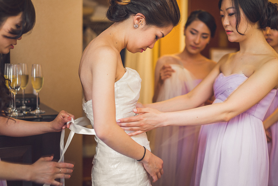 06 brides maids helping - Michael + Haley // Chicago Wedding Photographer - Intercontinental Hotel