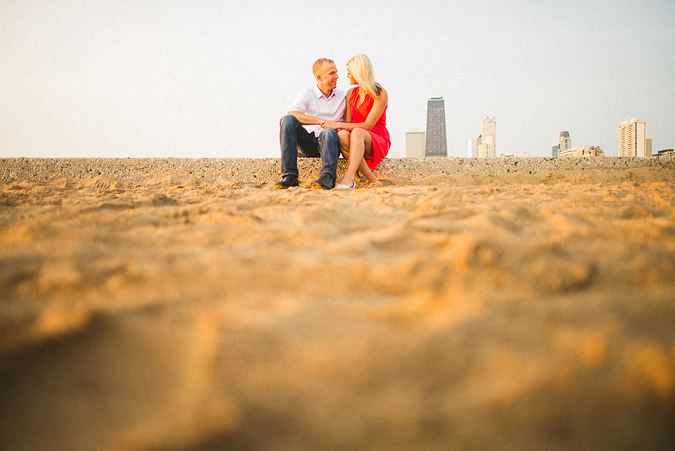 05 portrait on the sand - Chicago Sunrise Engagement Session // Lyuda + Tyler