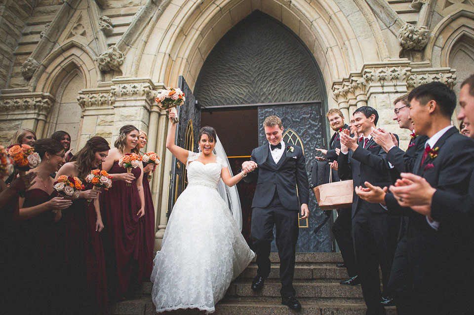 22 coming out of holy name cathedral - Downtown Chicago Wedding Photos // Sarah + Phil
