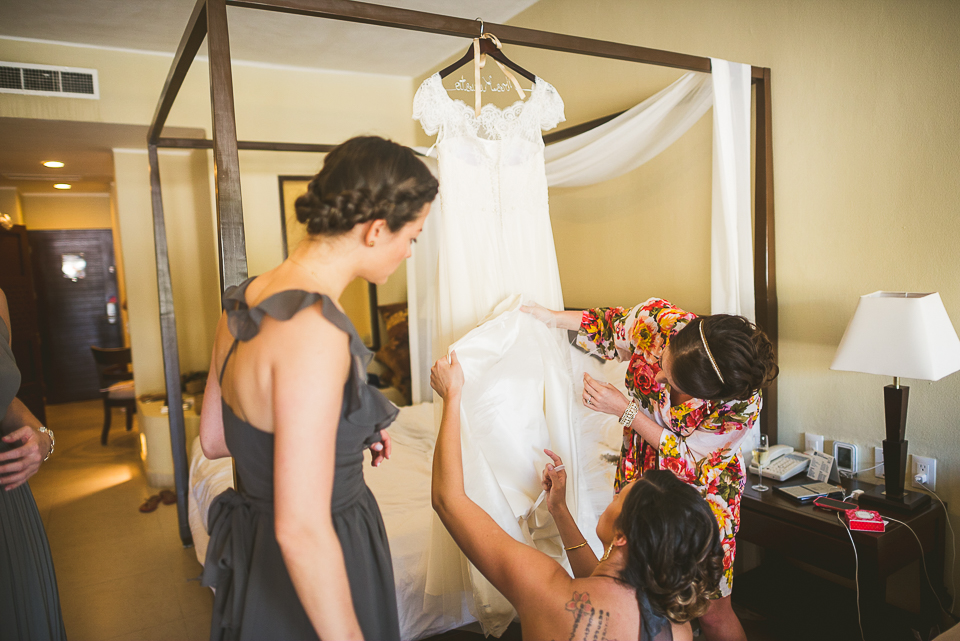 27 getting ready for the dress - Kindal + Mike's Cancun Mexico Wedding