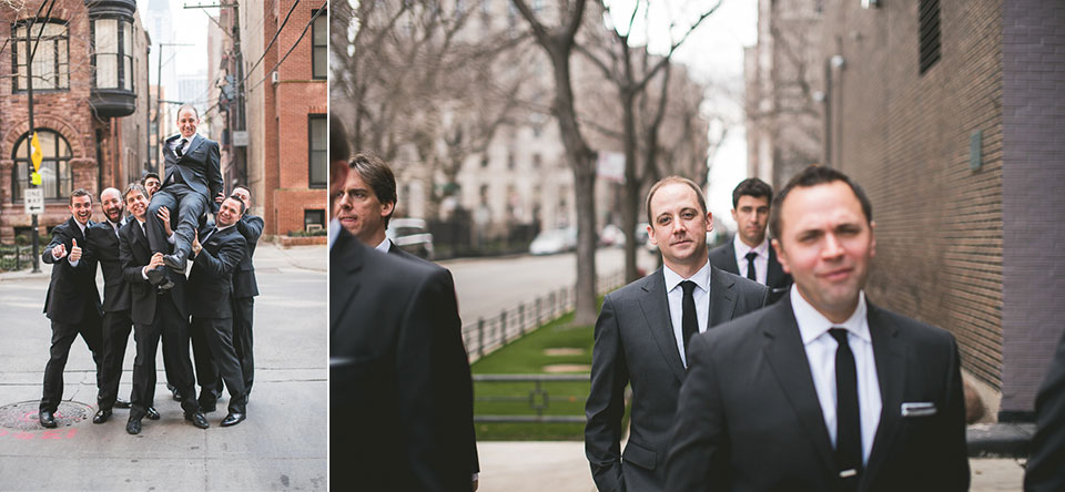 13 groomsmen having fun in chicago wedding - Chicago Wedding Photographers // Jessica + Glenn
