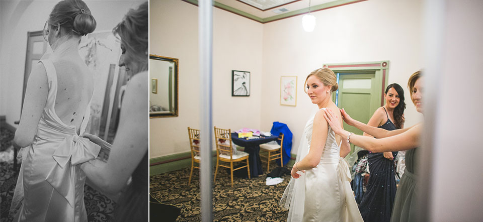 24 bride putting on dress - Chicago Wedding Photographers // Jessica + Glenn