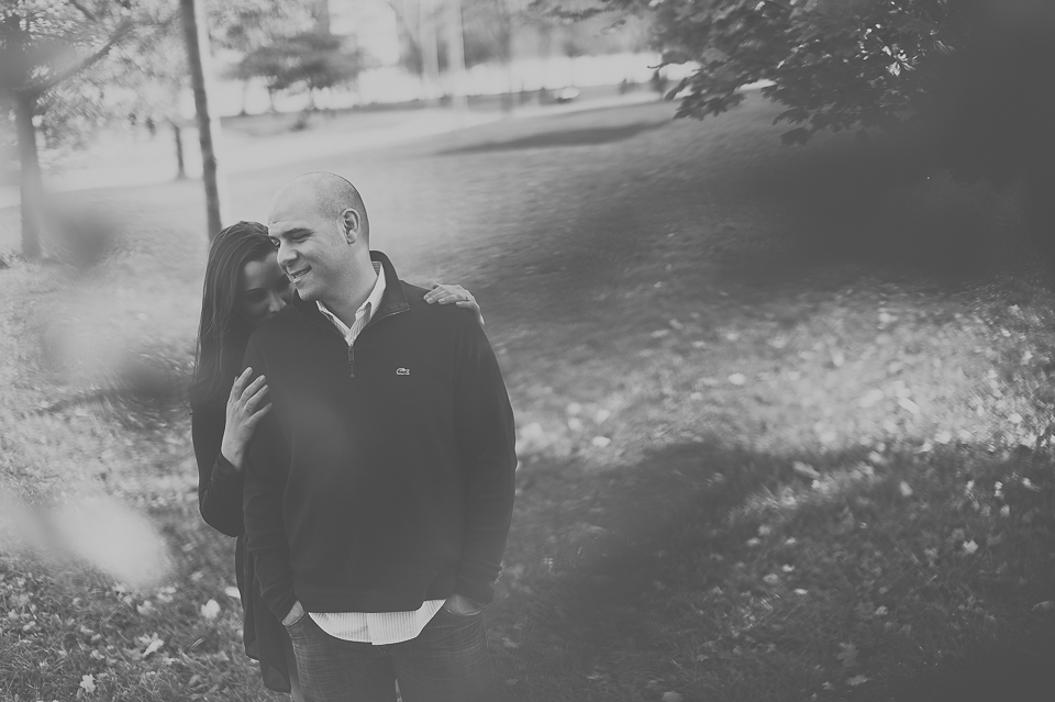 03 black and white engagement in the park - Pam + Vinny //  Chicago Engagement Session