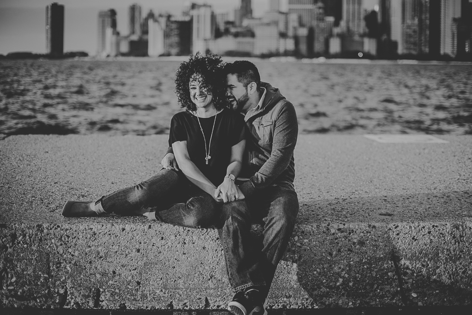 04 happy couple during engagement photos - Rachael + Tony // Unique Chicago Engagement Photos