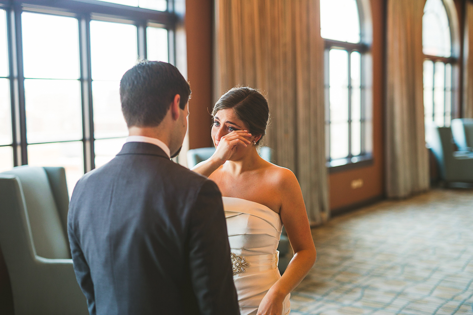 18 bride crying at first look - Mandy + Brian // Chicago Wedding Photographer