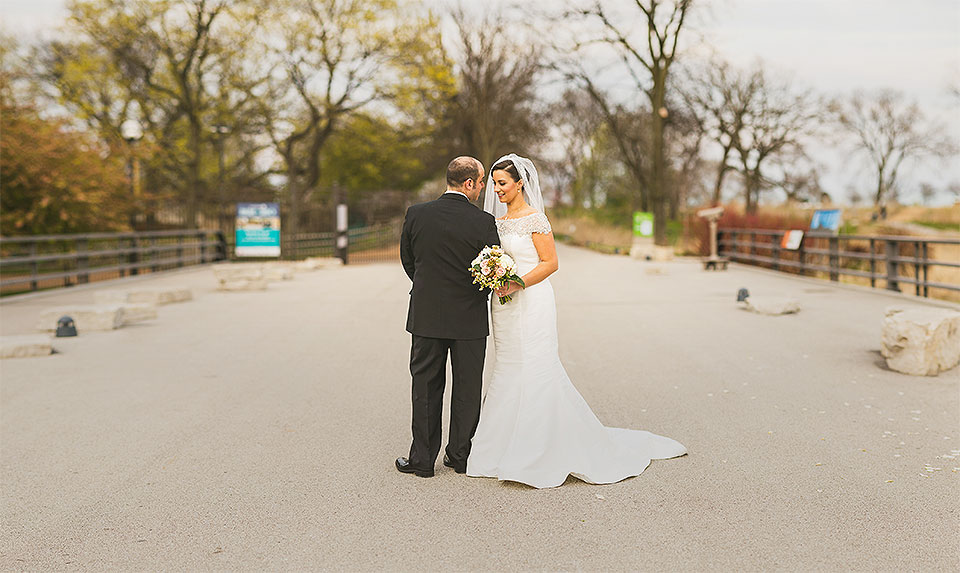 29 1 panorama of bride and groom - Pam + Vinny // Chicago Wedding Photographer