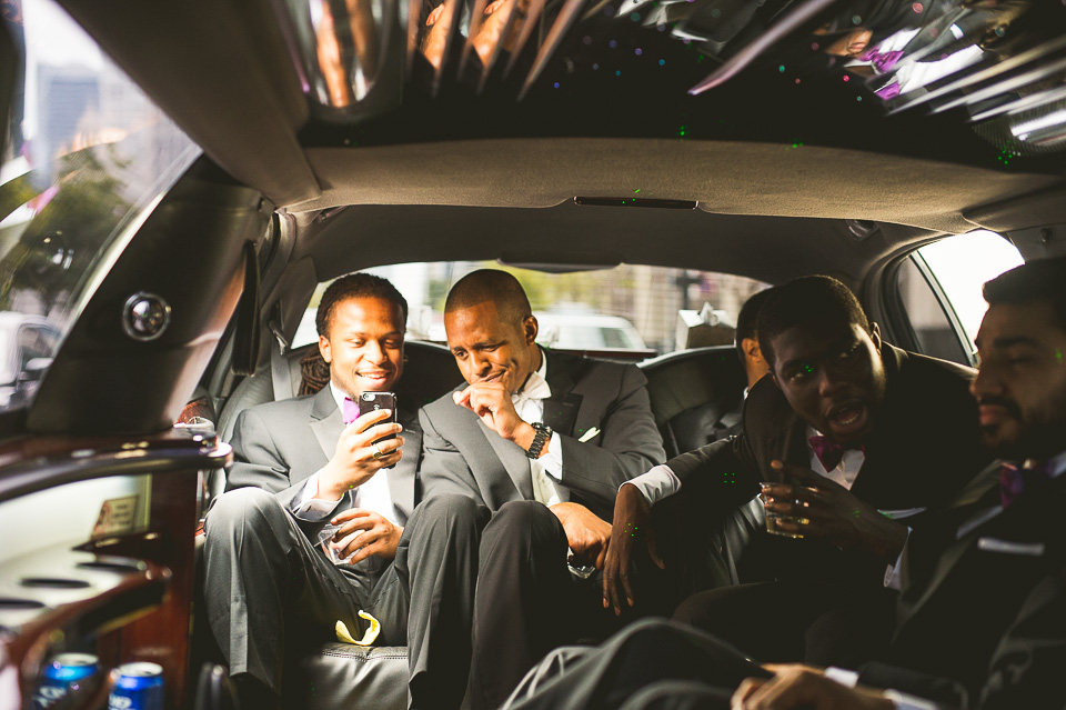 12 groom in limo - Teresa + Manuel // Chicago Wedding Photography