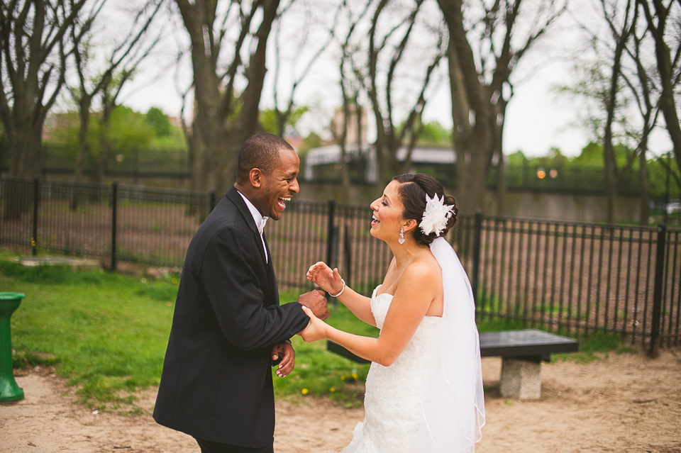 16 happy bride and groom after first look - Teresa + Manuel // Chicago Wedding Photography