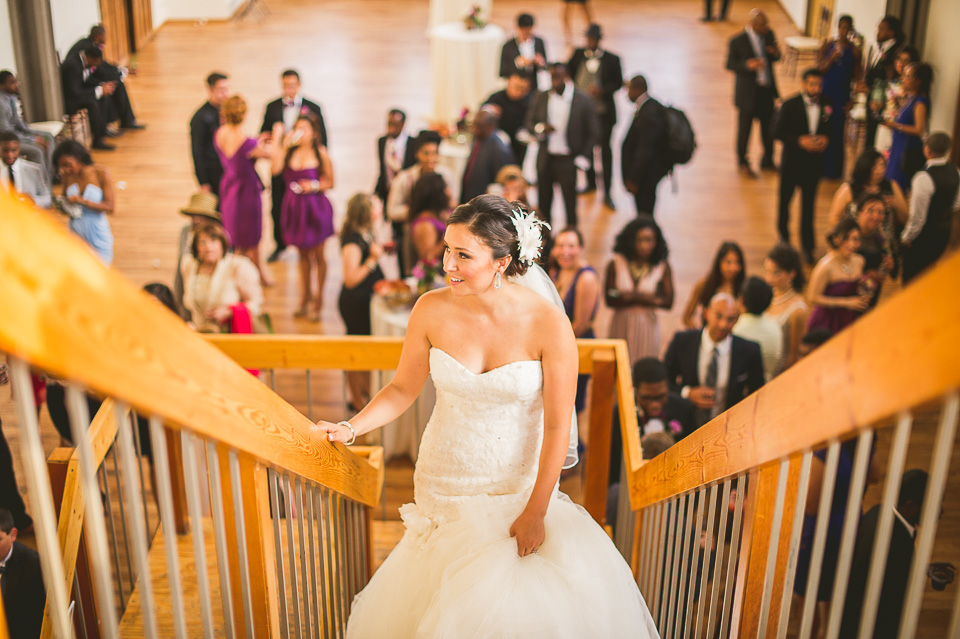 42 bride coming up stairs - Teresa + Manuel // Chicago Wedding Photography