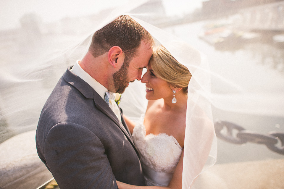53 bride and groom in veil - Wedding at Windows on the River in Cleveland // Kelly + Mike