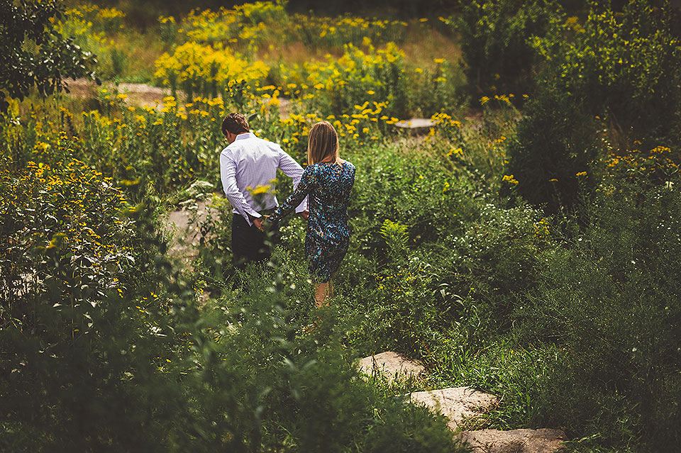 14 engagement in a field - Stephanie + Zack // Lincoln Park Lily Pond Engagement Photos in Chicago