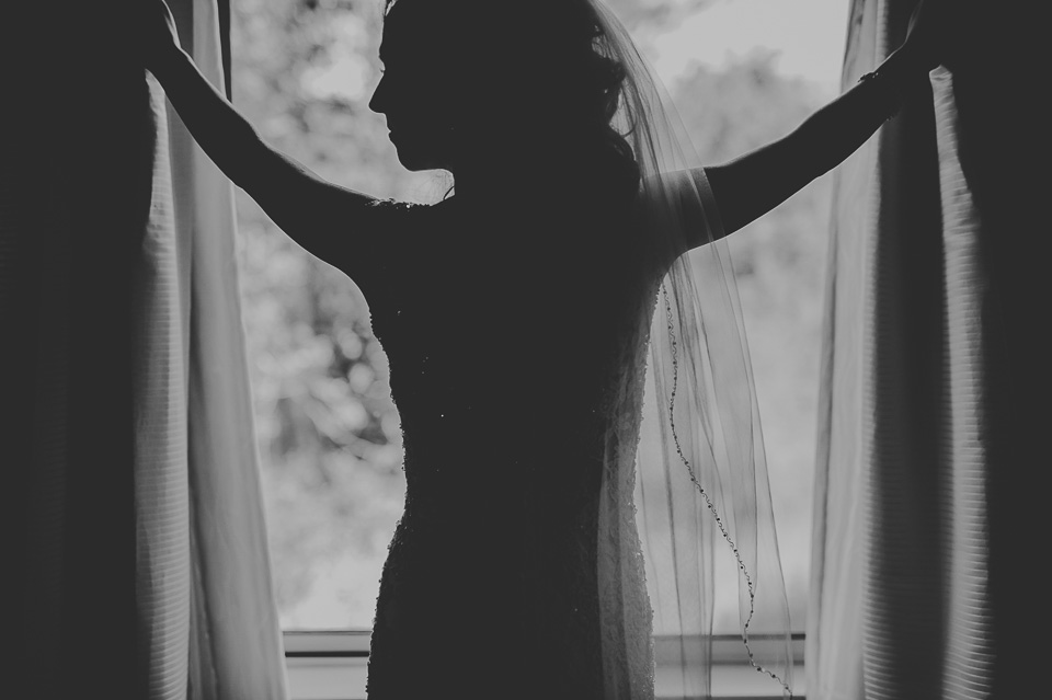 05 black and white silhouette of bride - Kim + Nick // Lighthouse on Cedar Lake Chicago Wedding Photos