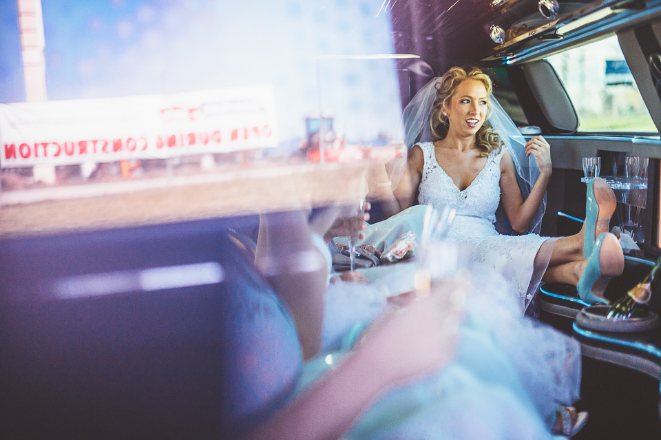 17 bride in her limo - Kim + Nick // Lighthouse on Cedar Lake Chicago Wedding Photos