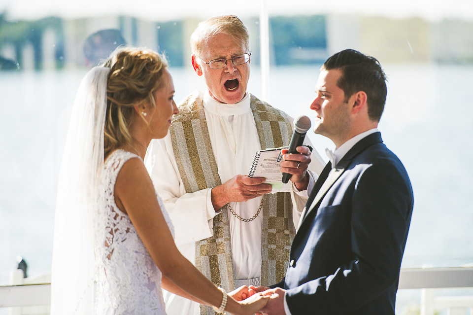 36 priest yelling - Kim + Nick // Lighthouse on Cedar Lake Chicago Wedding Photos