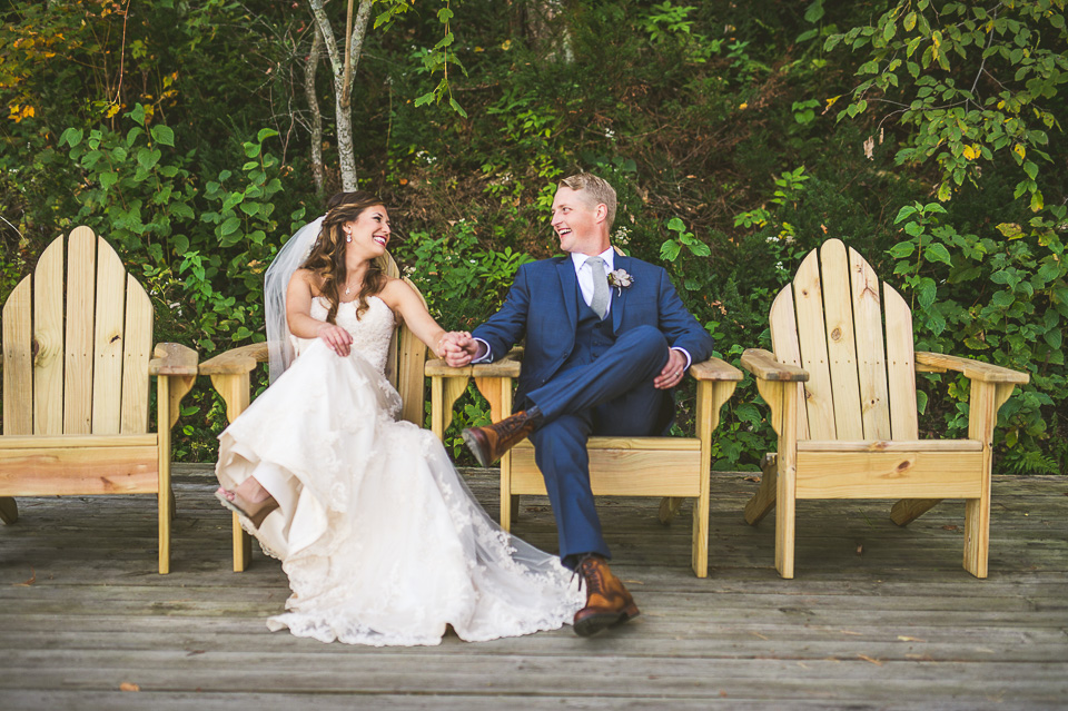 64 bride and groom relaxing - Mandy + Mike // Stouts Island Lodge Wedding Photographers