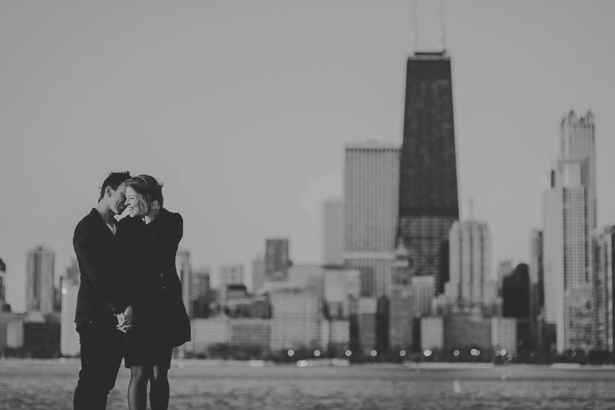 03 black and white engagement photography - Christine + Shane // Chicago Engagement Photos