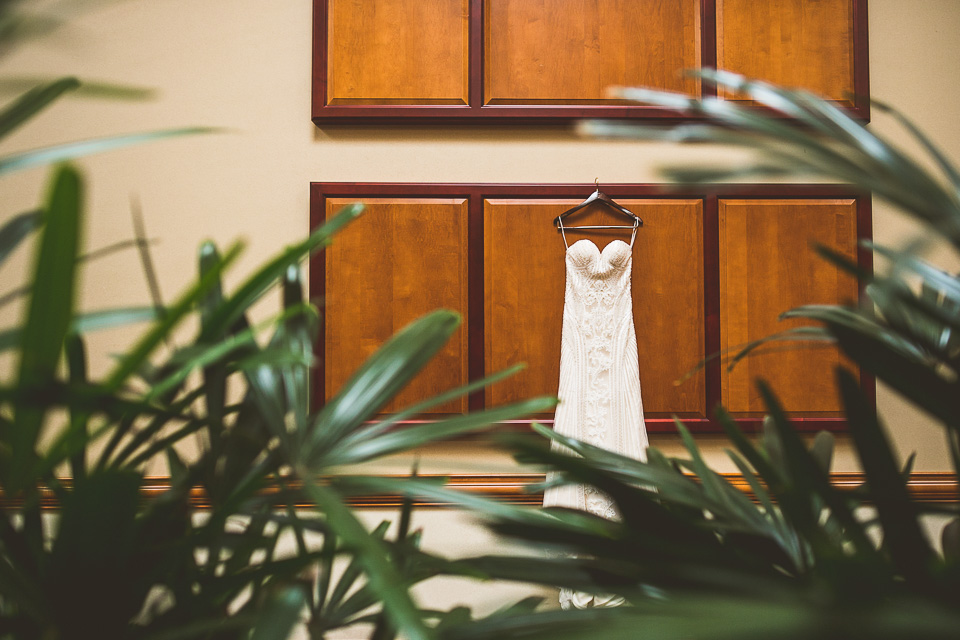 05 wedding dress in lobby - Lindsey + Jack // Chicago Suburb Wedding Photography