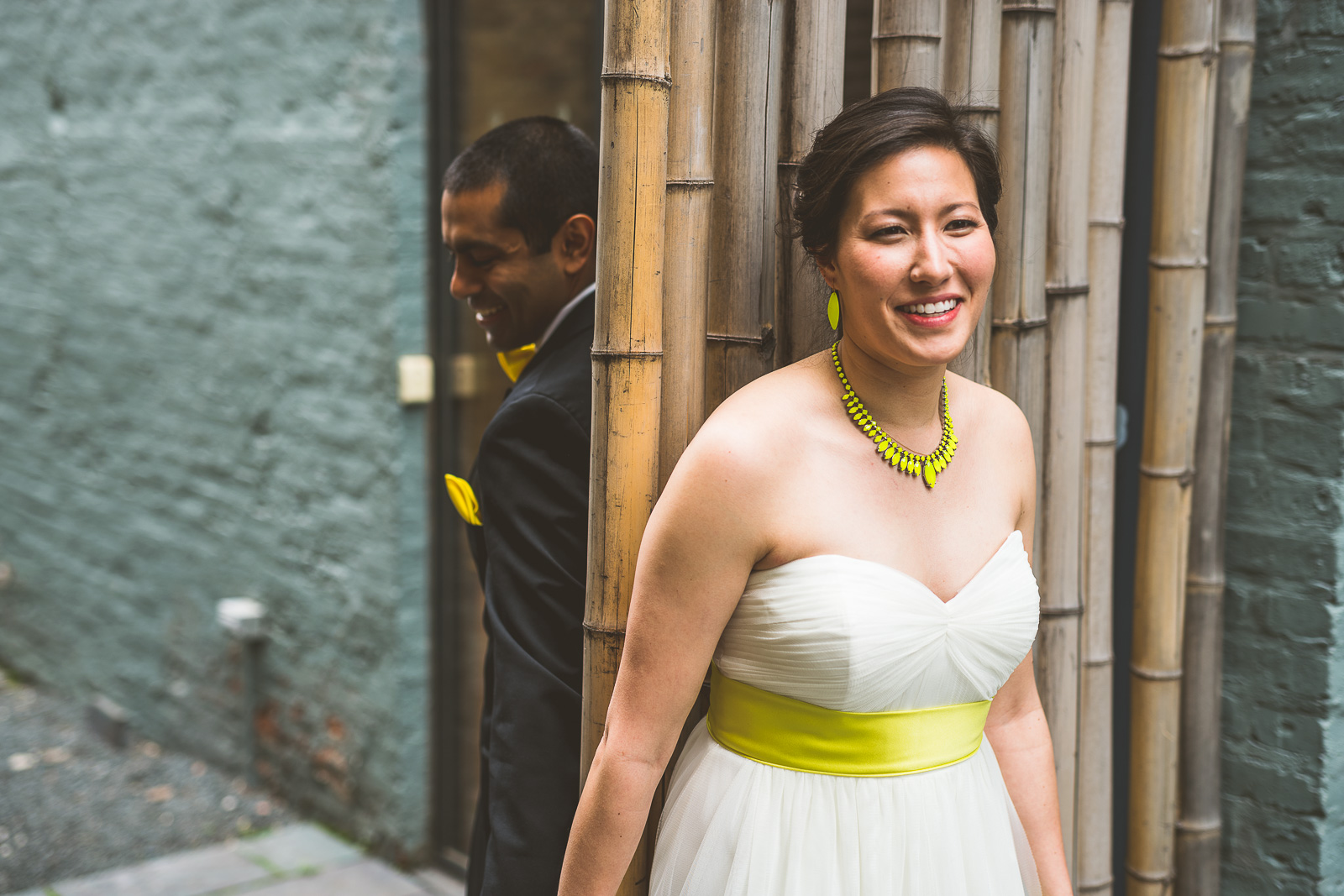 17 bride at first look - Jackie + Raj // Chicago Wedding Photography at Floating World Gallery