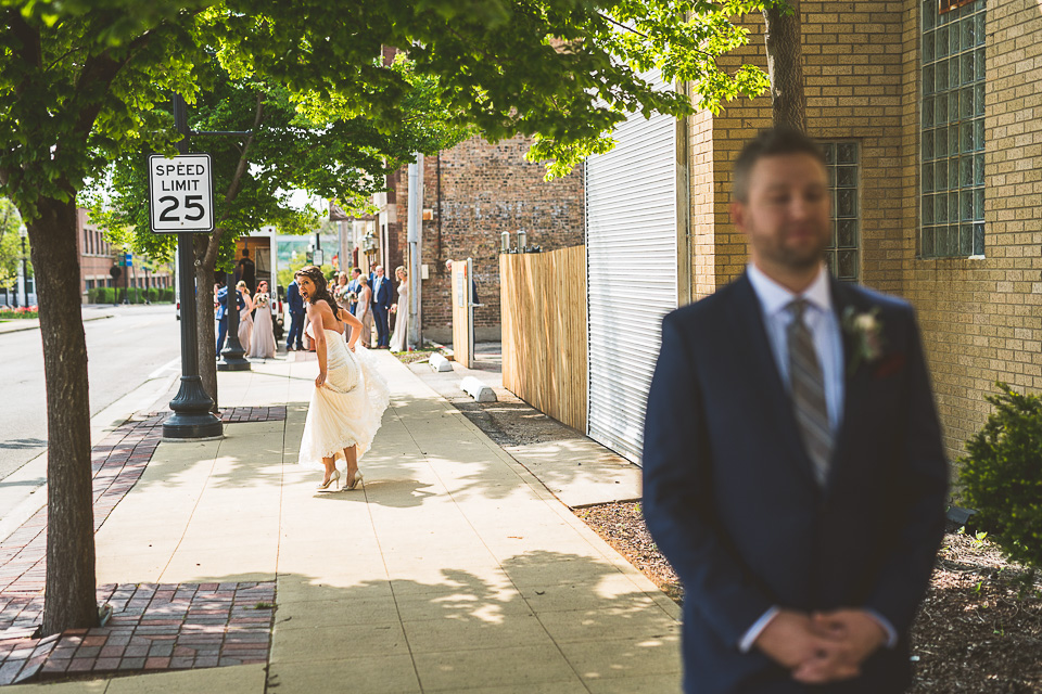 22 bride running away - Lindsey + Jack // Chicago Suburb Wedding Photography