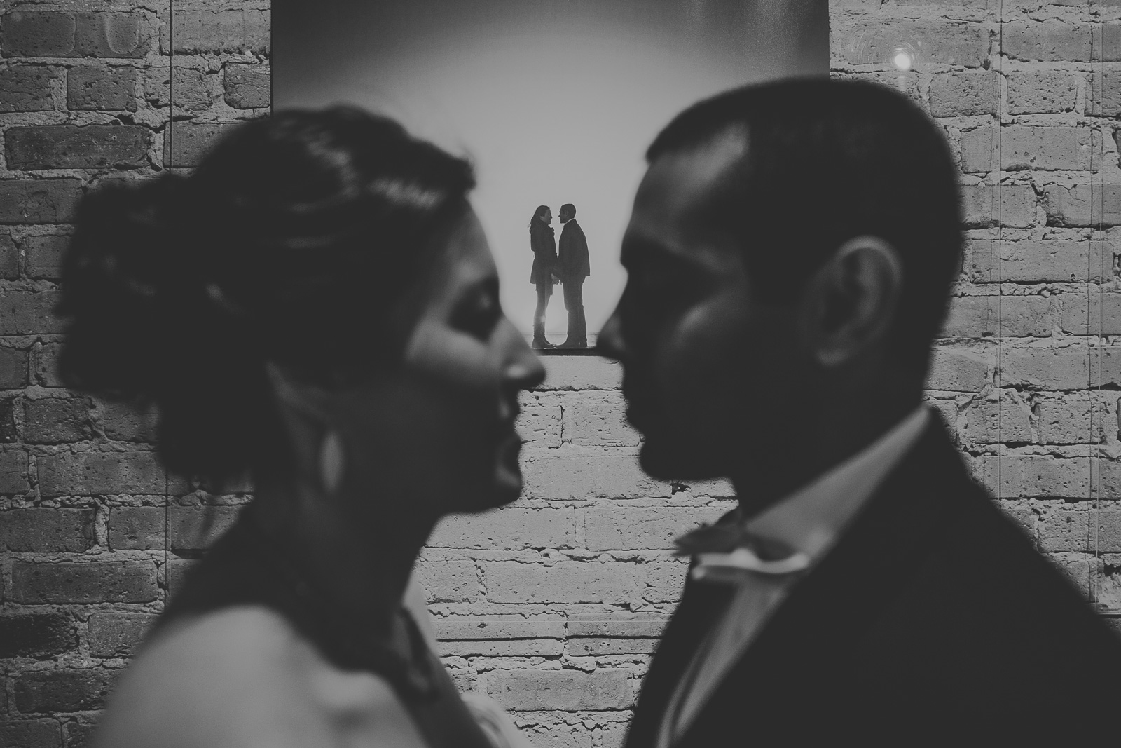 51 black and white at gallery - Jackie + Raj // Chicago Wedding Photography at Floating World Gallery