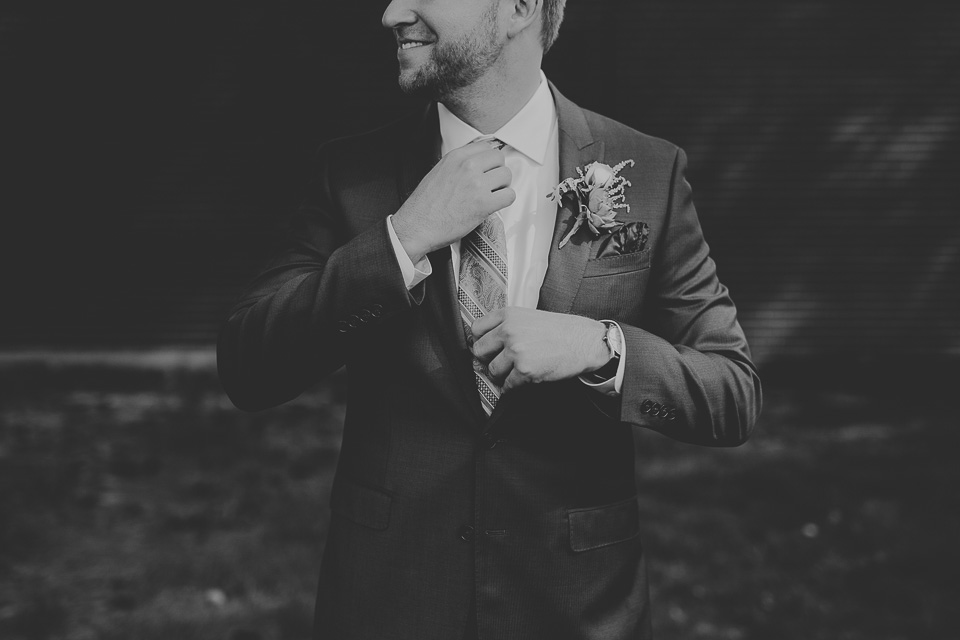 55 black and white groom portrait - Lindsey + Jack // Chicago Suburb Wedding Photography