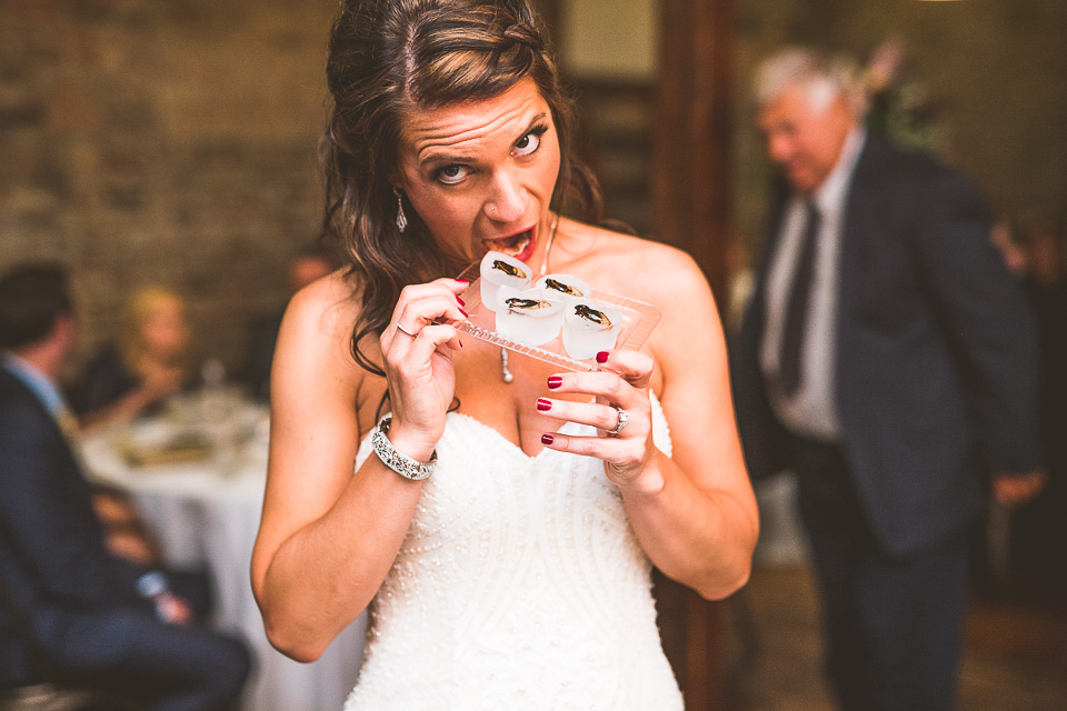 65 bride eating bugs - Lindsey + Jack // Chicago Suburb Wedding Photography