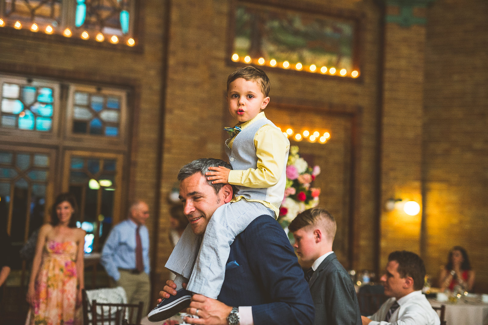 65 baby on shoulders - Natalie + Alan // Chicago Wedding Photographer at Cafe Brauer