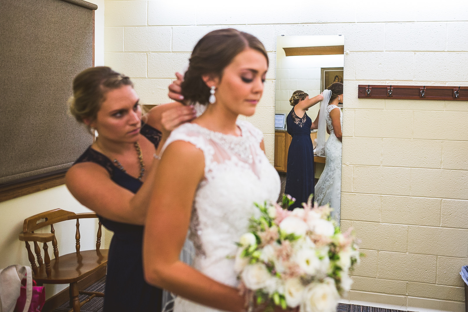 06 bride in mirror - Brittany + Jeff // Indiana Wedding Photogrpahy