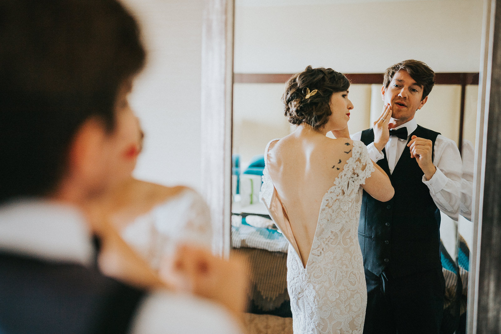 11 bride and groom getting ready for a wedding - Megan + Jon // Orpheum Wedding Photography in Madison