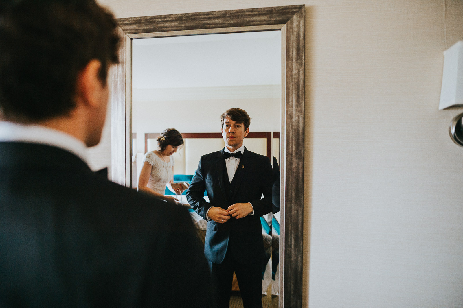 15 1 bride and groom almost ready - Megan + Jon // Orpheum Wedding Photography in Madison