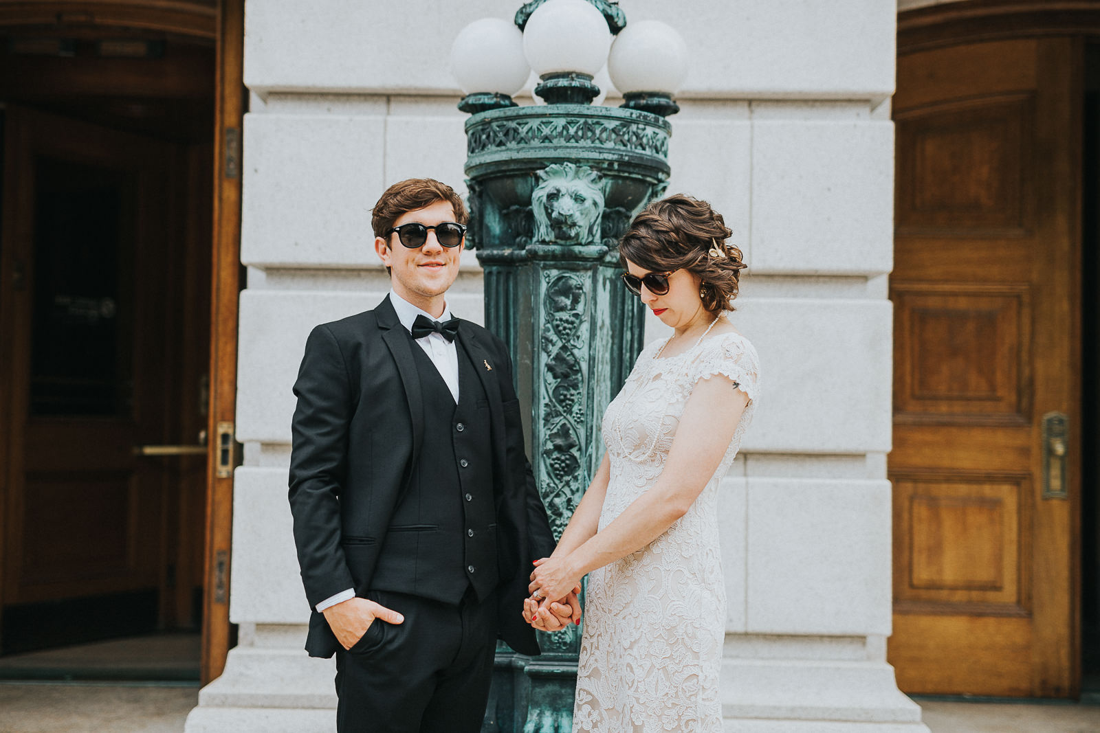 27 bride and groom madison capital building portrait - Megan + Jon // Orpheum Wedding Photography in Madison