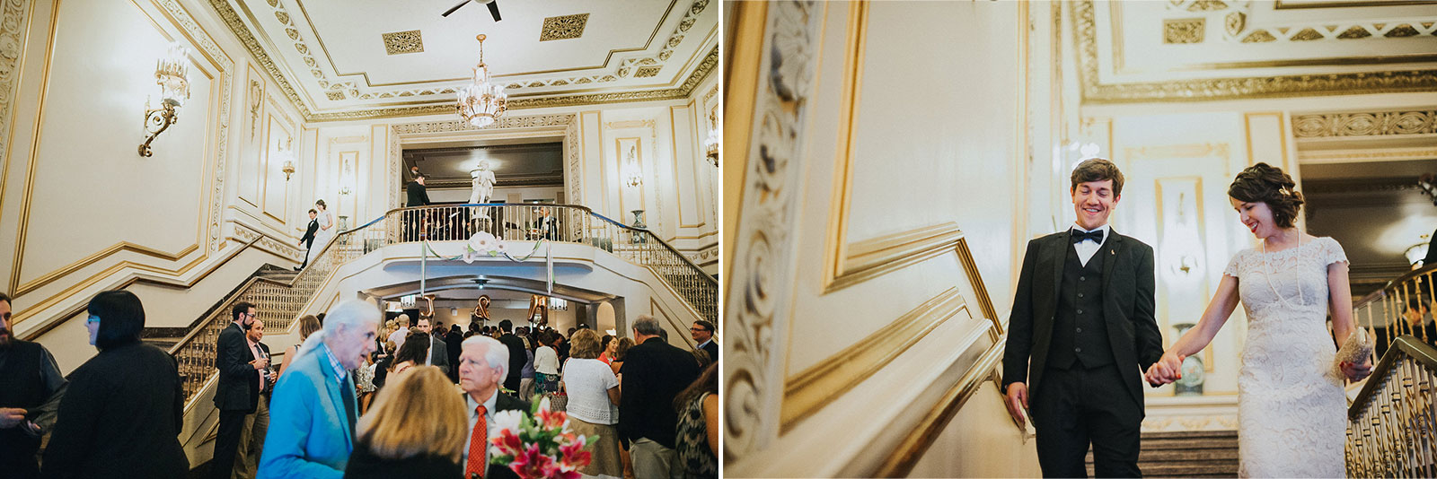 60 bride and groom coming down - Megan + Jon // Orpheum Wedding Photography in Madison