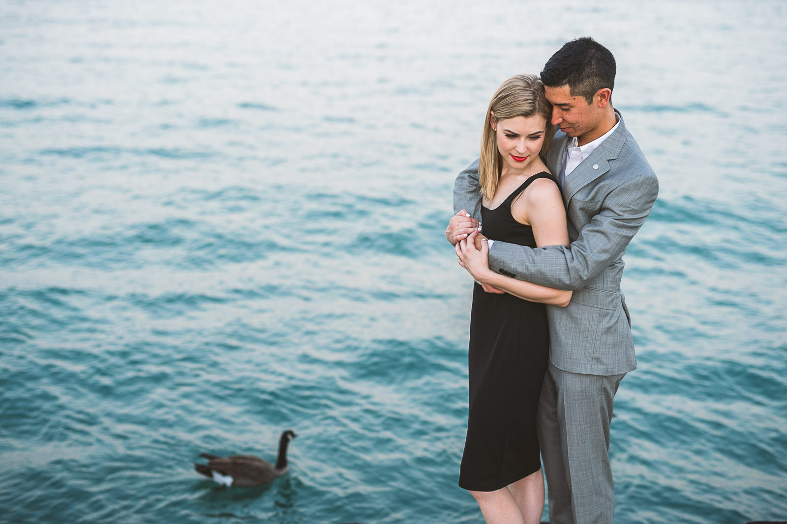 07 lake michigan engagement photos chicago - Krista + Russel // Downtown Chicago Engagement Session