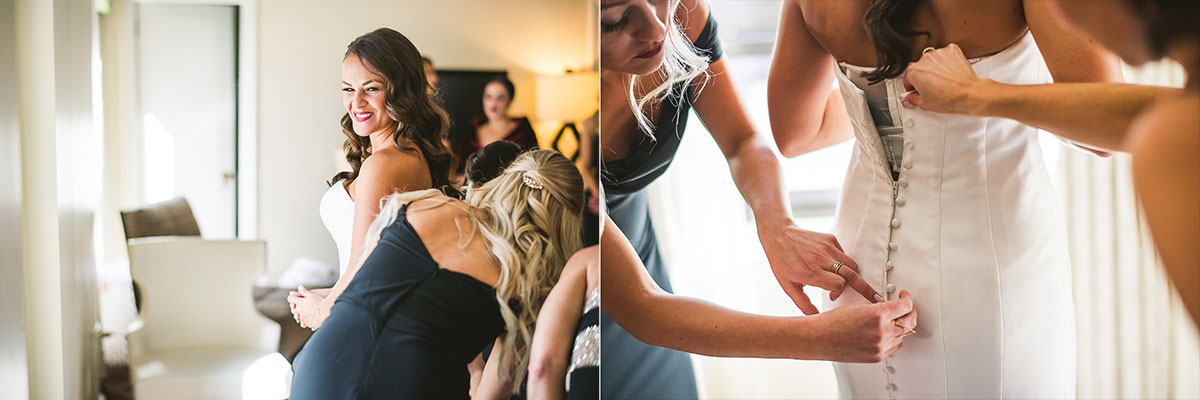 20 bride zipping up dress - Chicago Wedding Photography at Chicago Athletic Association // Alicia + Spencer