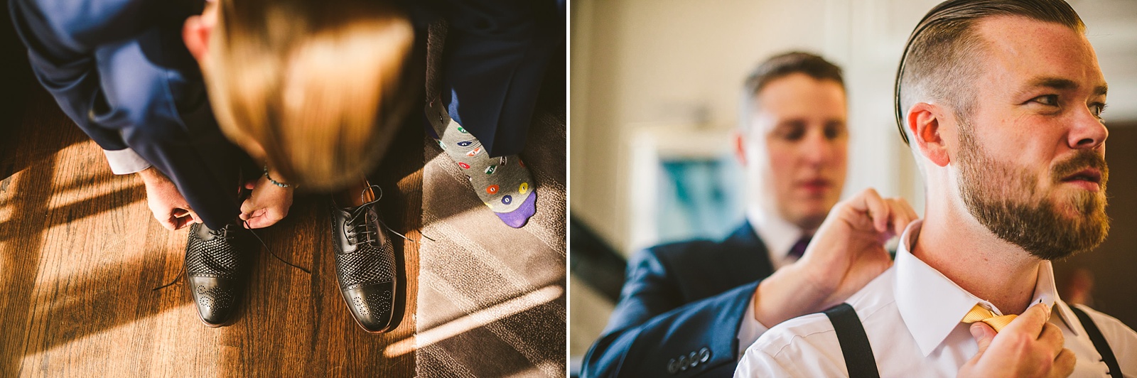 09 groom getting dressed - Hilton Chicago Wedding Photographer // Sarah + Aaron