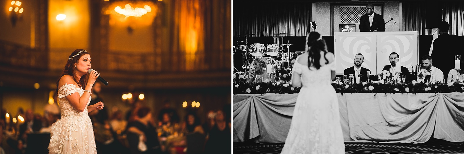 69 bride singing to groom as gift - Hilton Chicago Wedding Photographer // Sarah + Aaron