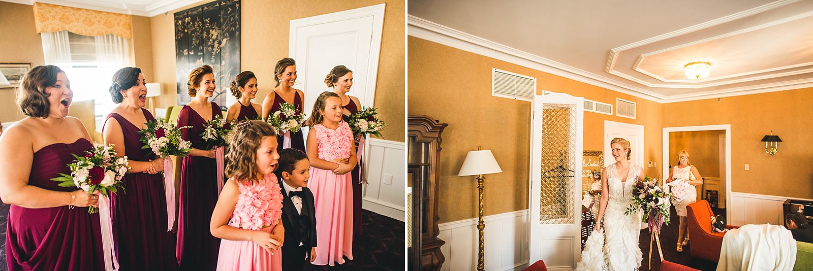 15 bridesmaids first look with bride photos - Chicago Drake Hotel Wedding // Corie + Jordan