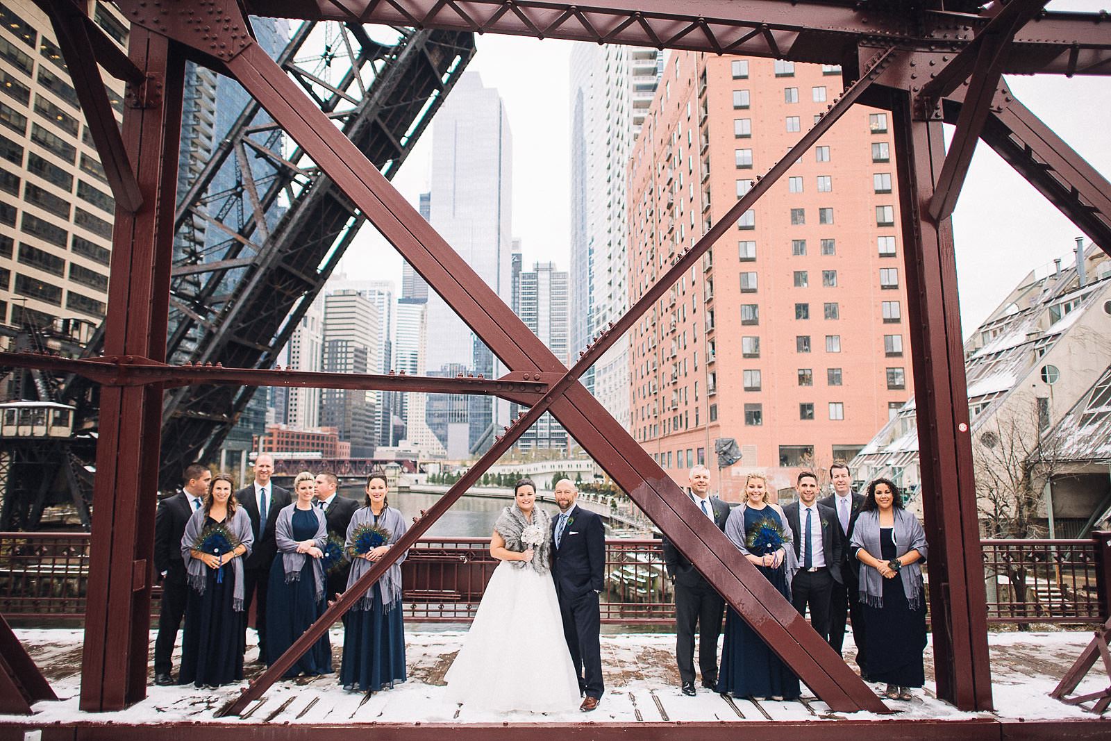 25 kinzie street bridge wedding party photos - Salvatores Chicago Wedding Photos // Jen + Bob