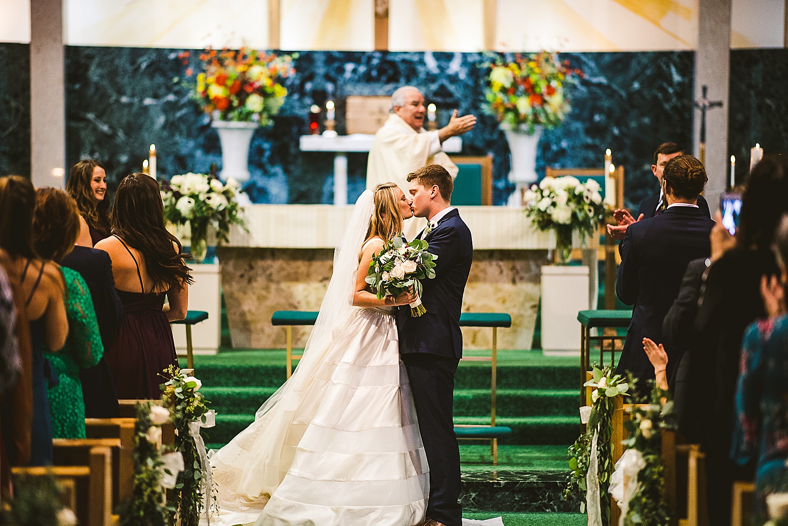 34 first kiss at church wedding - The Glen Club Wedding Photos // Katie + Nick