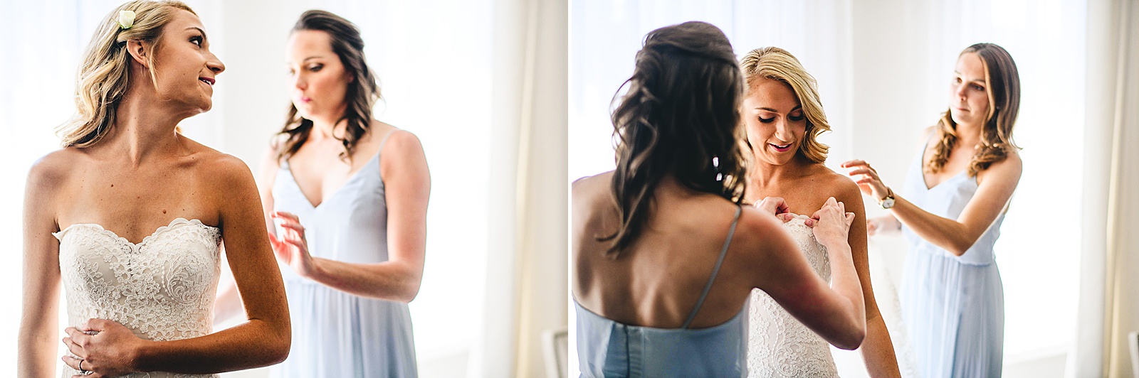 12 bride getting dressed - Audrey + Jake's Beautiful Chicago Wedding at Chez