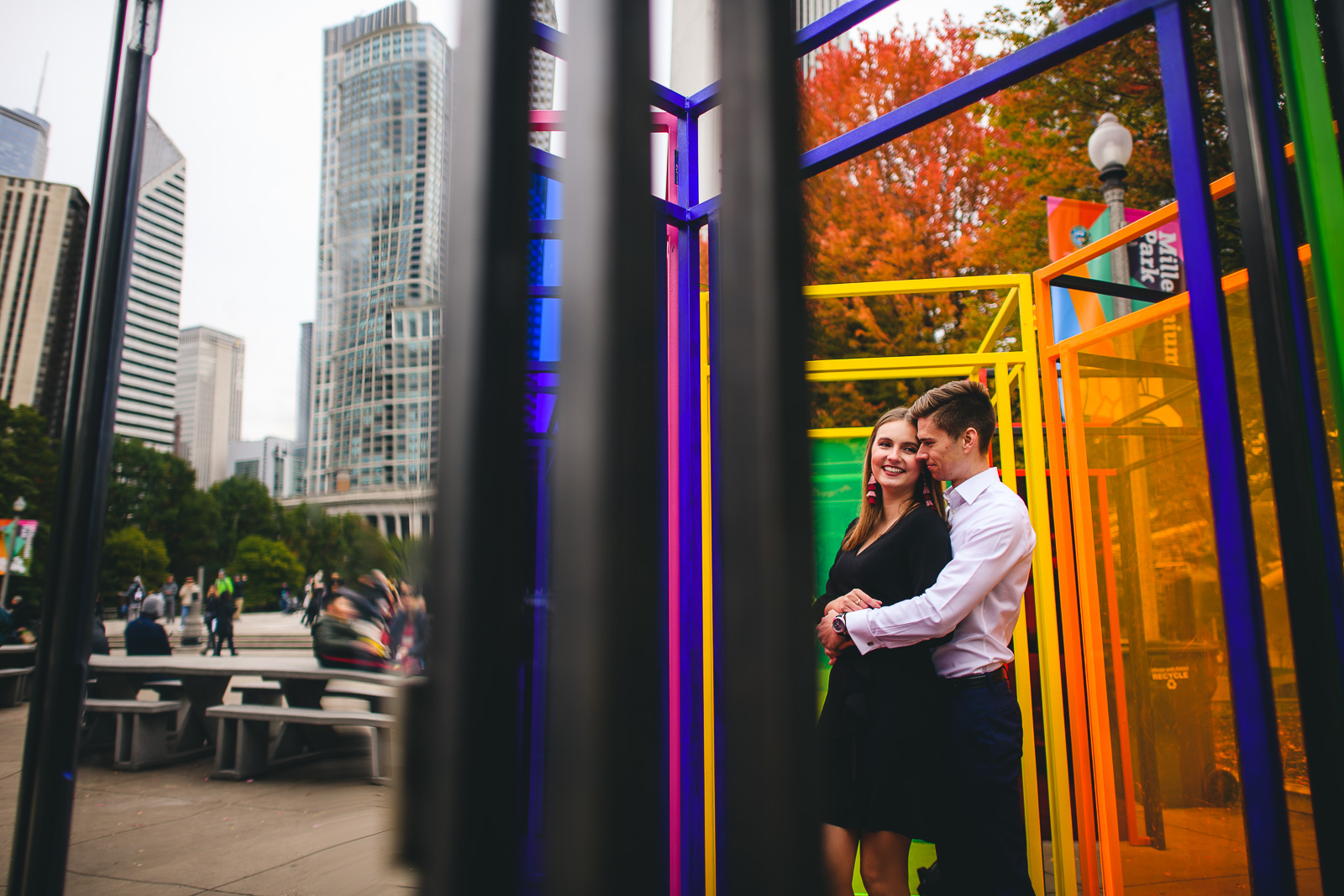fun and creative engagement photos - Chicago Fall Engagement Photos // Marta + Kevin