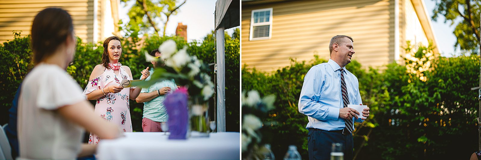 30 giving speeches at back yard wedding - Amazing Wedding in Backyard // Kristen + Jeff