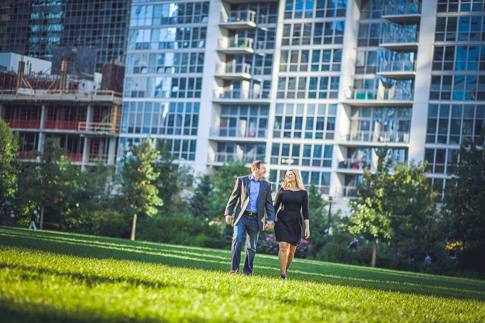 04 couple walking in the park during chicago engagement session