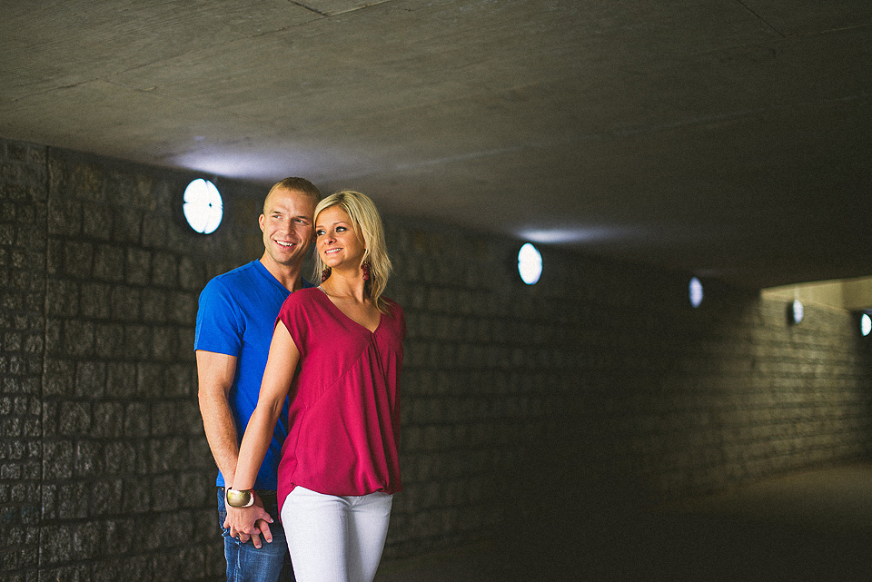 smiling couples portrait in a tunnel